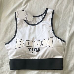 BOON White and Black Sports Bra